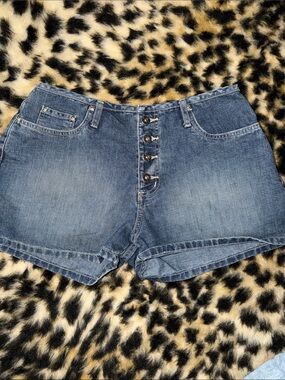 R21 Denim Button-Front Women's Shorts - Blue